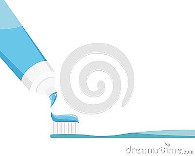 Toothbrush and toothpaste isolated on white background. Vector Illustration