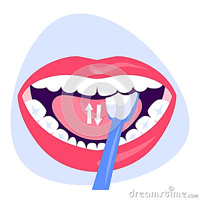 Toothbrush and toothpaste for oral hygiene. Clean white tooth Vector Illustration