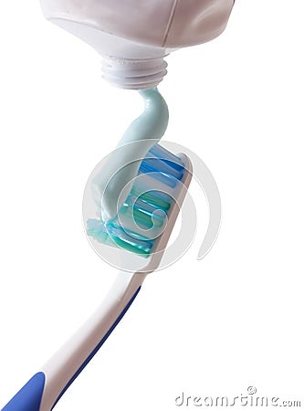 Toothbrush with toothpaste squeezed out Stock Photo