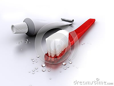 Toothbrush with toothpaste tube Stock Photo