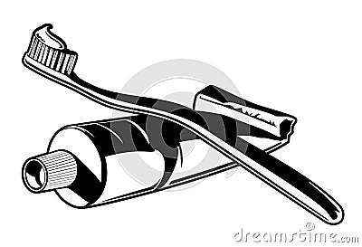 Toothbrush & Toothpaste Vector Vector Illustration