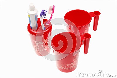 Toothbrushes & toothpaste Stock Photo