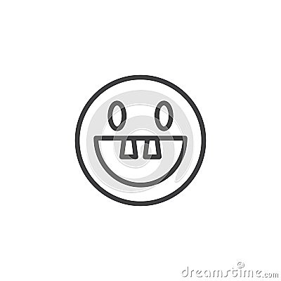 Toothless emoji face line icon Vector Illustration