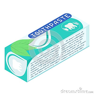 Toothpaste package icon, isometric style Vector Illustration