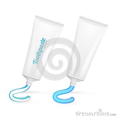 Toothpaste Template Mockup Set. Vector Vector Illustration