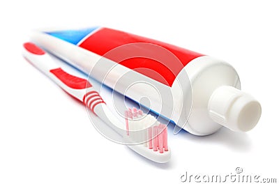 Toothpaste And Tooth Brush Stock Photo
