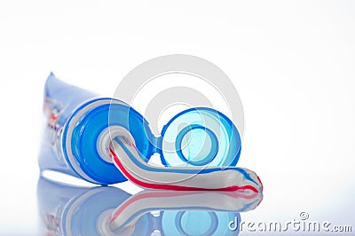 Toothpaste and tube Stock Photo