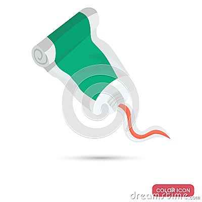 Toothpaste tube color flat icon for web and mobile design Vector Illustration