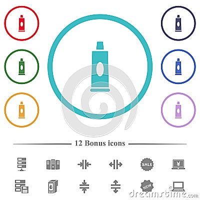 Toothpaste tube flat color icons in circle shape outlines Vector Illustration