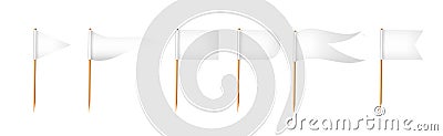 Toothpick flags. Wooden toothpicks with white paper flag. Location mark, map pointer. Vector Vector Illustration