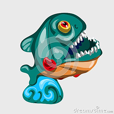 Toothy figure shark with open mouth Vector Illustration