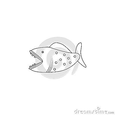 toothy shark illustration. Element of sea animal for mobile concept and web apps. Thin line toothy shark illustration can be used Cartoon Illustration