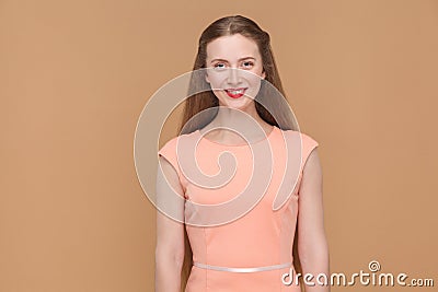 Toothy smile and happiness concept. looking at camera. Stock Photo