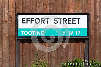 Tooting London road sign for Effort Street Stock Photo