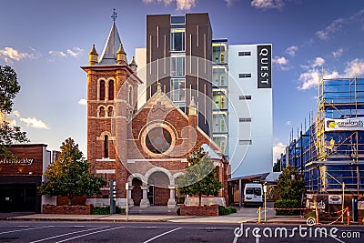 Toowoomba, Queensland, Australia - Quest hotel built above the converted church building Editorial Stock Photo
