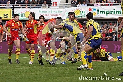 Top 14 rugby match USAP vs ASM Clermont Editorial Stock Photo