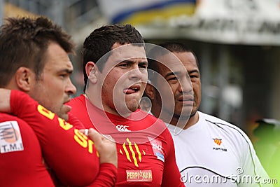 Top 14 rugby match USAP vs ASM Clermont Auve Editorial Stock Photo