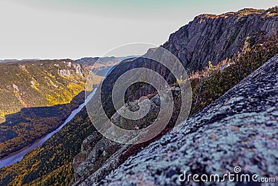 View from top of a tundra looking at colorful smaller mountains peaks Stock Photo