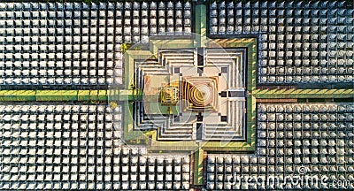 Top aerial view of Kuthodaw Pagoda in Myanmar Stock Photo