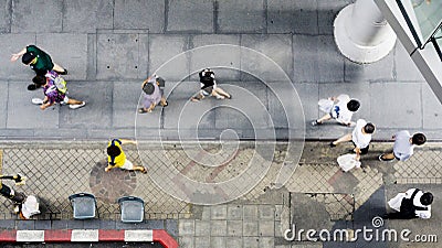 Top aerial view people walk on pedestrian street Editorial Stock Photo
