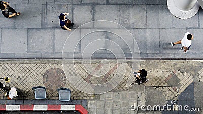 Top aerial view people walk on pedestrian street Editorial Stock Photo