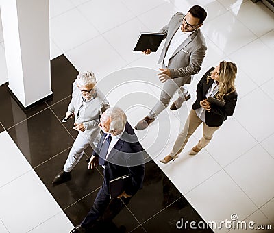 Top angle view at businesspeople colleague team Stock Photo
