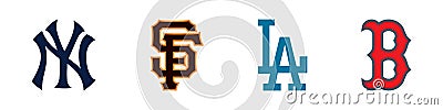 Top baseball clubs logo set. Editorial image Vector Illustration