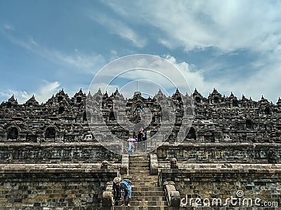 Top of Borobudur Temple, Magelang, Central Java, Indonesia Editorial Stock Photo