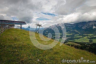 Top of Brandstadl cable car in Scheffau, Austria Stock Photo