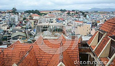 Top of the brick house in Dalat city, Vietnam Editorial Stock Photo