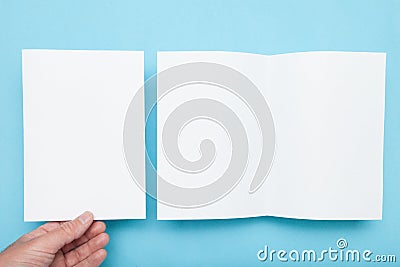 A5 top brochure mockup, fold magazine Stock Photo