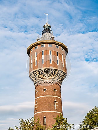 Top of building of former water tower in Sneek, Snits in Friesland, Netherlands Stock Photo