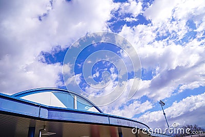 Top of car rest point building in japan with cloudy in the sky Stock Photo