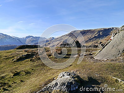 Top of Castle Crag on a great morning Stock Photo