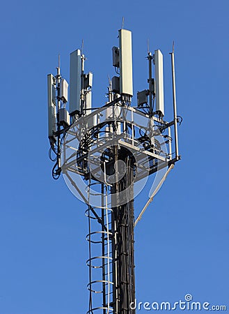 Top of a cellular radio tower Stock Photo