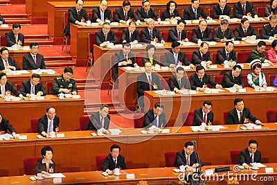 Top Chinese leaders attending parliament meeting Editorial Stock Photo