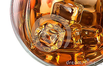 Top closeup of whiskey with ice Stock Photo