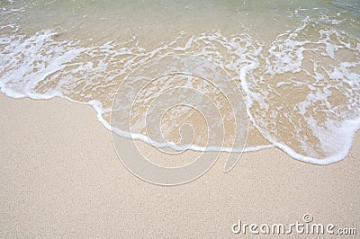 The top corner of the beach has a sea of water coming to the shore Stock Photo