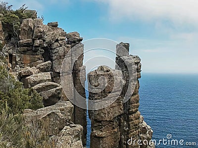 Top of a dolerite column at cape pillar in tasmania Stock Photo