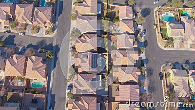 TOP DOWN: Flying over row houses in a luxury suburban neighborhood in Nevada. Editorial Stock Photo