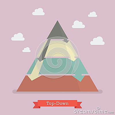 Top-down pyramid business strategy Vector Illustration