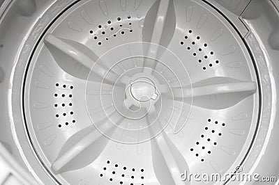 The top down view of the internal bin of an automatic washing machine with top lid opened Stock Photo