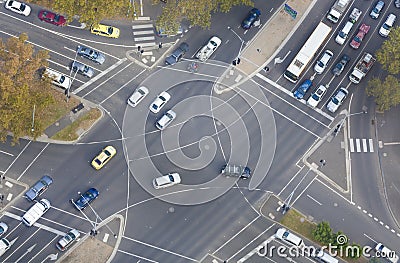 Top down view of an intersection Stock Photo