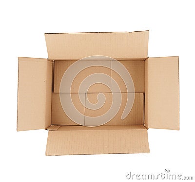 Top down view of open empty cardboard box Stock Photo