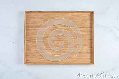 top down wood food tray Stock Photo