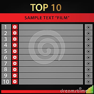 Top 10 films / vectore background Vector Illustration