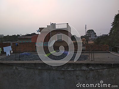 Top floors of some village houses. Stock Photo