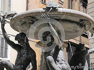 Fountain of the Turtles in the historic center of Rome in Italy. Editorial Stock Photo