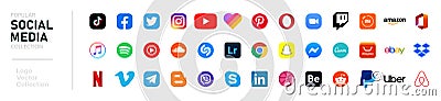 Top Free Charts apps in the world in 2020. Tik Tok, facebook, twitter, instagram, youtube, pinterest, whatsap, linkedin, twitch - Cartoon Illustration