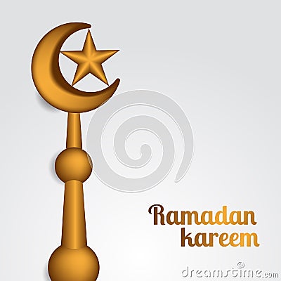 Top golden roof decoration crescent and star realistic islamic event ramadan kareem and mubarak Stock Photo